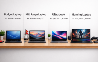 best laptops in nepal with Laptop price range in Nepal showing budget midrange ultrabook and gaming laptops